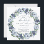 30. Geburtstag Dusty Blue Blume Wreath Einladung<br><div class="desc">Weiche Aquarellblau-Rose und Bauern schaffen einen hübschen Frühjahrskranz, um diesen 30. Geburtstag zu schmücken. Die Typografie fügt eine elegante Ästhetik hinzu. Diese elegante Geburtstagseinladung ist sowohl in traditioneller als auch in herunterladbarer Version erhältlich. Es ist Teil der Sammlung Dusty Blue Floral. Es lasse Ihnen, ein Thema zu wählen und dann...</div>