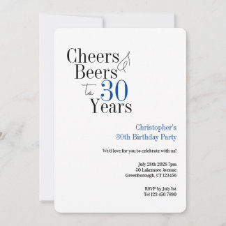 30. Geburtstag Einfache Cheers Beers Party Einladung