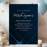 30. Geburtstag einfache moderne dunkelblaue Geomet Einladung<br><div class="desc">Moderne und Minimalistische dunkelblaue 30. Geburtstagseinladung mit einem ausgeklügelten neongeometrischen Muster. Hellweißer Text auf dem dunkelblauen Hintergrund wirklich Pop.</div>