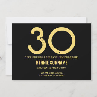 30. Geburtstag einfache Typografie Geburtstagsfeie Einladung