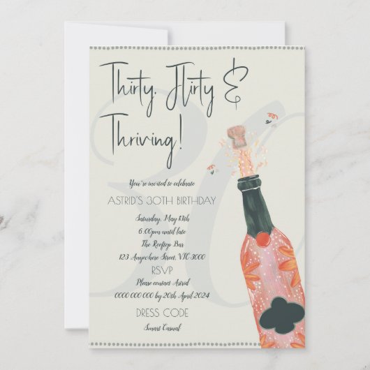 30. GEBURTSTAG EINLADEN! DREISSIG FLITY UND DREIZE EINLADUNG (Vorderseite)