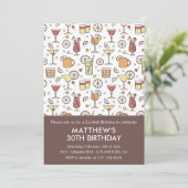 30. Geburtstag Einladung Cocktail Stilvolles Muste (Stehend Vorderseite)