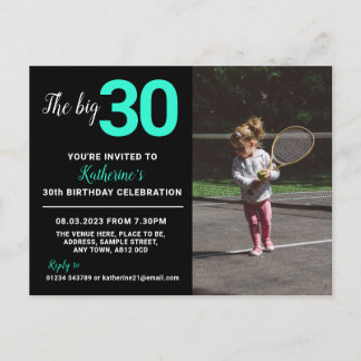30. Geburtstag Einladung Foto-Karte Schwarz Postkarte