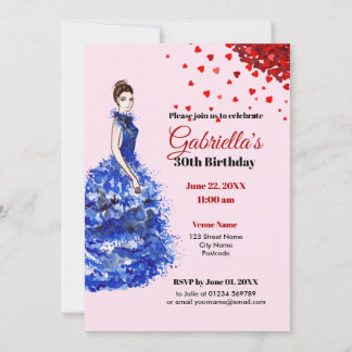 30. Geburtstag Einladung Funkelnd blaue Kleiderher