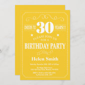 30. Geburtstag Einladung Gelb und Weiß (Vorne/Hinten)