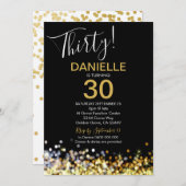 30. Geburtstag Einladung Gold Confetti 30. (Vorne/Hinten)