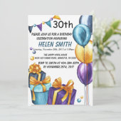 30. Geburtstag Einladung Gold Glitzer (Stehend Vorderseite)