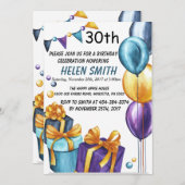 30. Geburtstag Einladung Gold Glitzer (Vorne/Hinten)