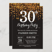 30. Geburtstag Einladung Gold Glitzer (Vorne/Hinten)