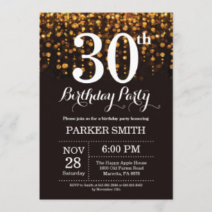 30. Geburtstag Einladung Gold Glitzer