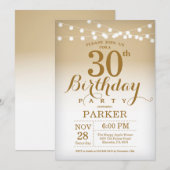 30. Geburtstag Einladung Gold String Lights (Vorne/Hinten)