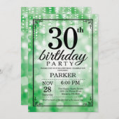 30. Geburtstag Einladung Grüner Glitzer (Vorne/Hinten)