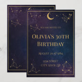 30. Geburtstag Einladung | Marine und Gold (Vorne/Hinten)