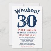 30. Geburtstag Einladung Mens Navy Blue (Vorderseite)