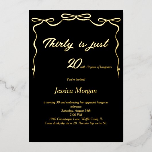 30. Geburtstag Einladung mit Real Foil (Vorderseite)