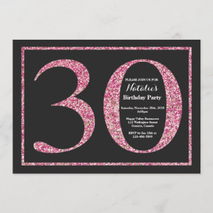 30. Geburtstag Einladung Pink Glitzer Chalkboard