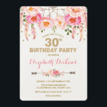 30. Geburtstag Einladung Pink Gold Boho Floral<br><div class="desc">Rosa und Gold Boho Floral 30. Geburtstag Party Einladung</div>