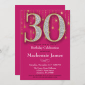 30. Geburtstag Einladung Pink Gold Diamonds Adult (Vorne/Hinten)