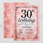 30. Geburtstag Einladung Rosa Glitzer (Vorne/Hinten)