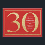 30. Geburtstag Einladung Rot und Gold Glitzer<br><div class="desc">Einladung zum 30. Geburtstag. Rot und Gold Glitzer Geburtstagsparty Einladung mit rotem Hintergrund. Überraschung Geburtstag. Erwachsener Geburtstag. Männer oder Frauen schnappen Party. Für weitere Anpassungen klicken Sie bitte auf die Schaltfläche "Anpassen" und verwenden Sie unser Designwerkzeug,  um diese Vorlage zu ändern.</div>