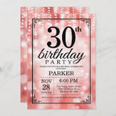 30. Geburtstag Einladung Roter Glitzer (Vorne/Hinten)