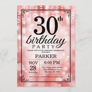 30. Geburtstag Einladung Roter Glitzer