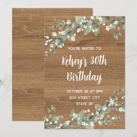 30. Geburtstag Einladung - Rustikale Vegetation (Vorne/Hinten)