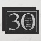 30. Geburtstag Einladung Silver Glitzer Chalkboard (Vorne/Hinten)