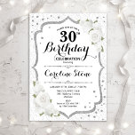 30. Geburtstag - Einladung von Silberrosen<br><div class="desc">Eleganter 30. Geburtstag Einladung. Stilvolles Design in Weiß und Silber. Weiße Rosen,  Damast-Muster und Imitate Glitzer Konfetti. Ideal für eine gläserne Geburtstagsfeier. Kann für jedes Alter angepasst werden. Nachricht,  wenn Sie weitere Anpassungen benötigen.</div>