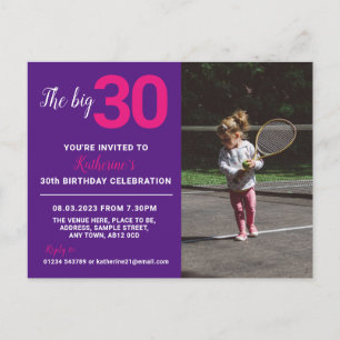 30. Geburtstag Einladungs-Foto-Karte Lila Postkarte