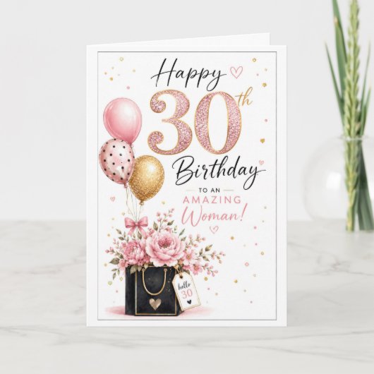 30. Geburtstag Elegant Karte (Vorderseite)