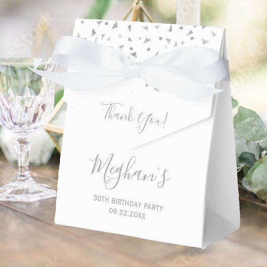 30. Geburtstag Elegant Silver Confetti White Geschenkschachtel
