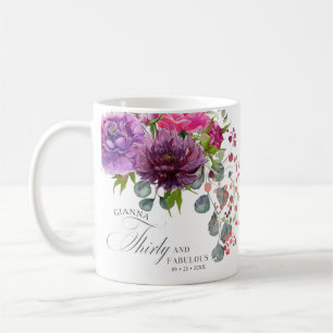 30. Geburtstag, Elegant und Blumen Kaffeetasse
