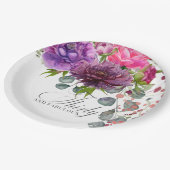 30. Geburtstag, Elegant und Blumen Pappteller (Schrägansicht)