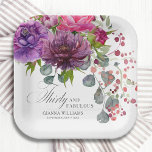 30. Geburtstag, Elegant und Blumen Pappteller<br><div class="desc">30 und fabelhaft Elegant Floral 30. Geburtstag Party Paper Tellers bietet ein stilvolles Aquarell Blume Bouquet in Rosa,  lila und bordeauxrot mit Grün. Fügen Sie einfach Ihren eigenen Text für Ihre dreißigste Geburtstagsparty hinzu. Personalisiert,  indem Sie den Text in den dafür vorgesehenen Textfeldern bearbeiten. Entworfen von ©Evco Studio www.zazzle.com/store/evcostudio</div>