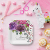 30. Geburtstag, Elegant und Blumen Pappteller (Party)