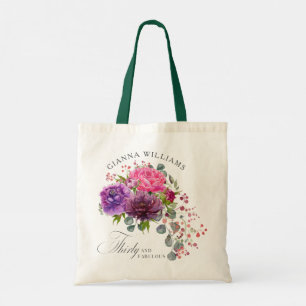 30. Geburtstag, Elegant und Blumen Tragetasche