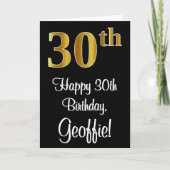 30. Geburtstag ~ Elegante Luxuriöse Imitate Gold L Karte (Vorderseite)