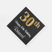 30. Geburtstag ~ Elegante Luxuriöse Imitate Gold L Serviette (Ecke)