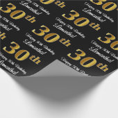 30. Geburtstag: Elegante Luxuriöse Imitate Gold Lo Geschenkpapier (Ecke)