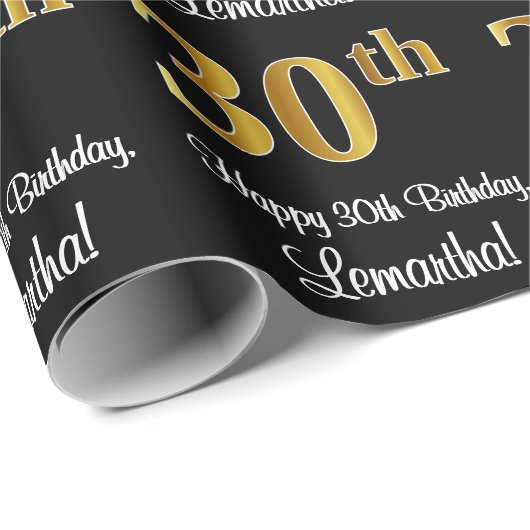 30. Geburtstag: Elegante Luxuriöse Imitate Gold Lo Geschenkpapier (Rolleneckpunkt)