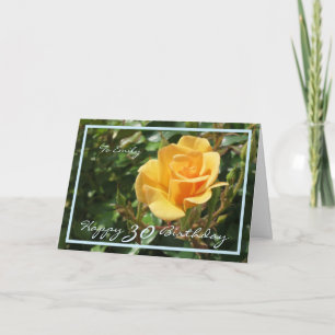 30. Geburtstag Emily Gelbe Rose Eleganter blauer R Karte