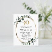 30. Geburtstag Eukalyptus Gold Party Einladung (Stehend Vorderseite)