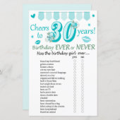 30. Geburtstag Ever oder Nie Game (Vorne/Hinten)