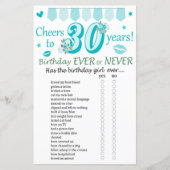 30. Geburtstag Ever oder Nie Game (Vorderseite)