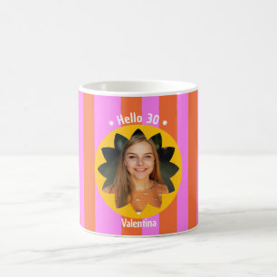 30. Geburtstag farbenfrohes Foto pink gelb trendy Kaffeetasse