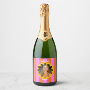 30. Geburtstag farbenfrohes Foto pink gelb trendy Schaumweinetikett