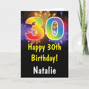 30. Geburtstag Farbige Regenbogen-Feuerwerkskarte Karte