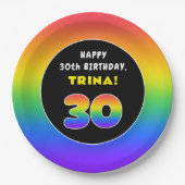 30. Geburtstag: Farbiger Regenbogen # 30, Individu Pappteller (Vorderseite)