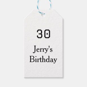 30. Geburtstag fett gedruckter Name Datum einfach  Geschenkanhänger